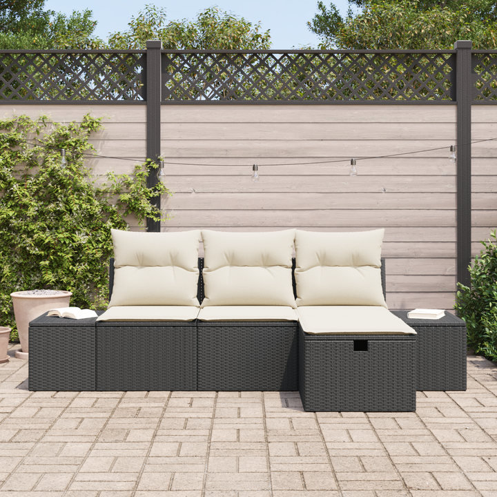 Sofa Sæt med pude 4 pcs polyrattan