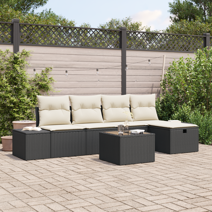 Sofa Sæt med pude 6 pcs polyrattan