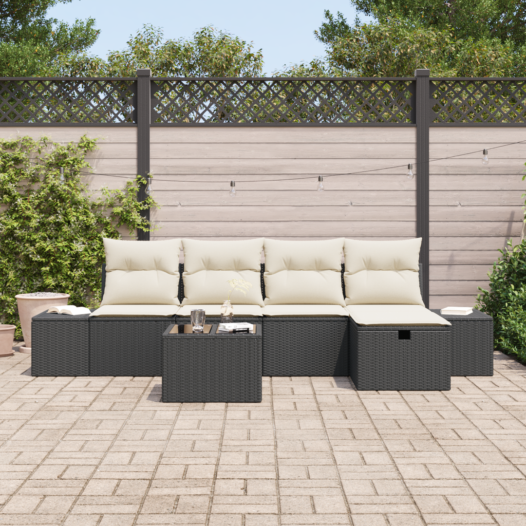 Sofa Sæt med pude 6 pcs polyrattan