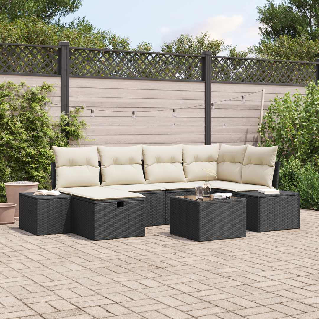 Sofa Sæt med pude 7 pcs polyrattan