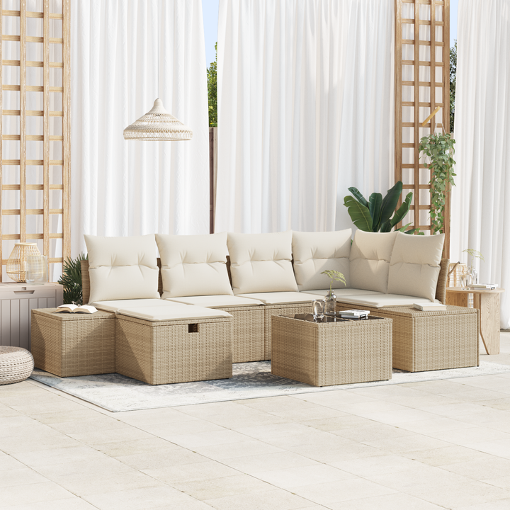 Sofa Sæt med pude 7 pcs polyrattan