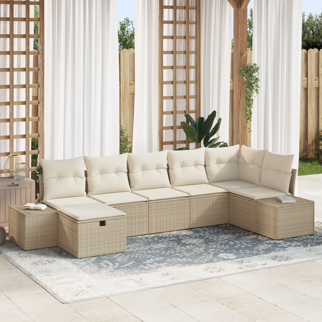 Sofa Sæt med pude 7 pcs polyrattan