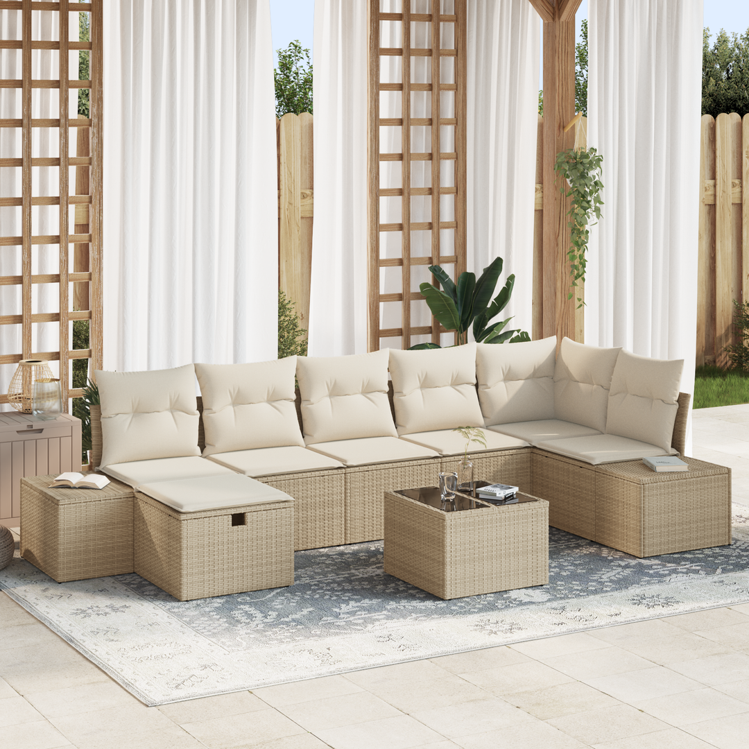 Sofa Sæt med pude 8 pcs polyrattan