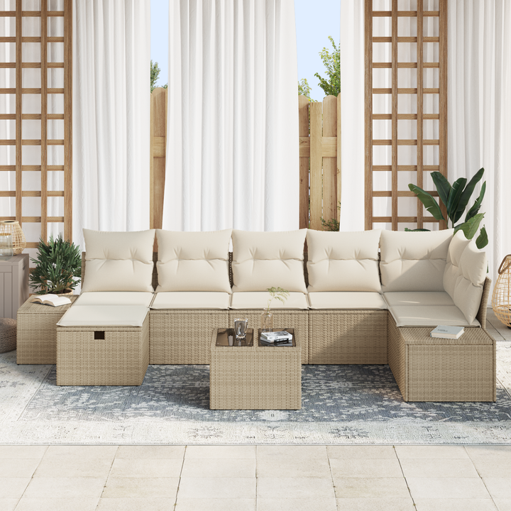 Sofa Sæt med pude 8 pcs polyrattan