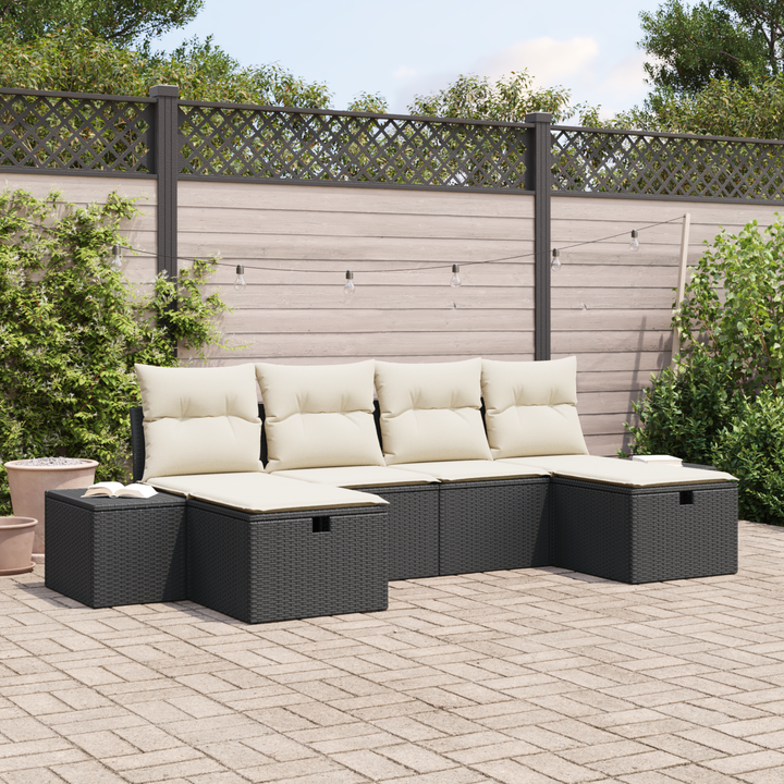 Havesofa Sæt med pude med opbevaring 6 pcs polyrattan