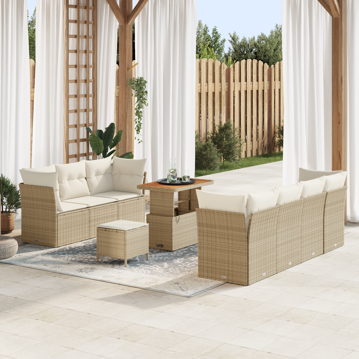Havesofa Sæt med pude 10 pcs beige og cremefarvet