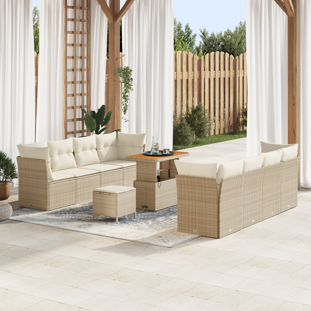 Havesofa Sæt med pude 11 pcs Beige og creme polyrattan