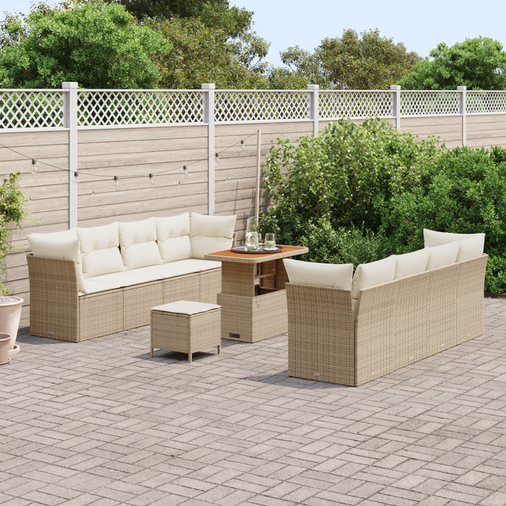 Havesofa Sæt med pude 11 pcs Beige og creme polyrattan