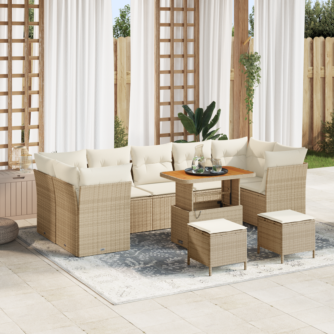 Havesofa Sæt med pude 10 pcs beige og cremefarvet