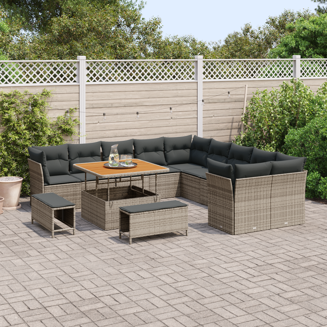 Havesofa Sæt med pude 13 pcs Grå polyrattan
