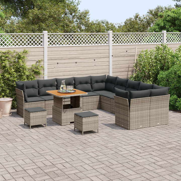 Havesofa Sæt med pude 13 pcs Grå polyrattan