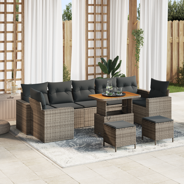 Havesofa Sæt med pude 13 pcs Grå polyrattan