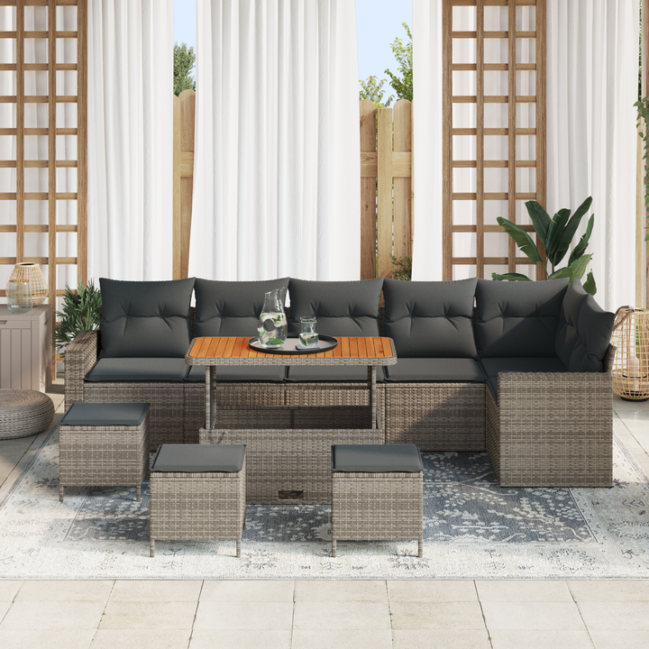 Havesofa Sæt med pude 12 pcs Grå polyrattan