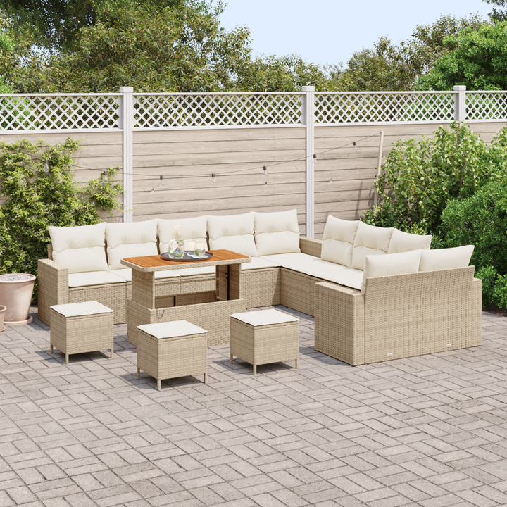 Havesofa Sæt med pude 18 pcs Beige og creme polyrattan