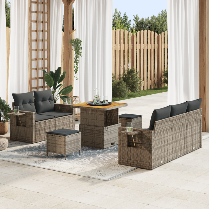 Havesofa Sæt med pude 10 pcs Grå polyrattan