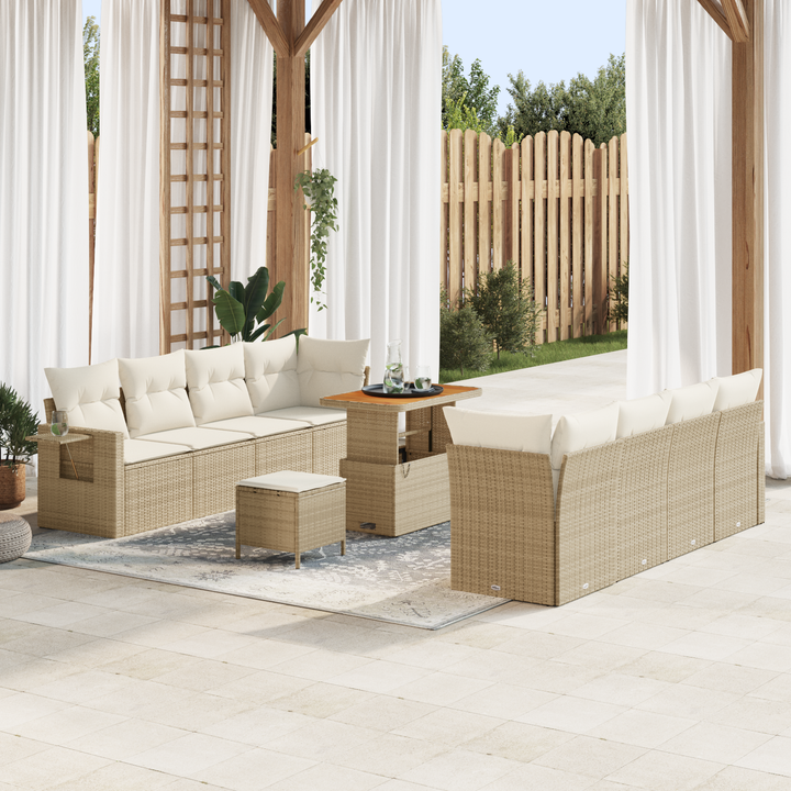 Havesofa Sæt med pude 11 pcs Beige og creme polyrattan