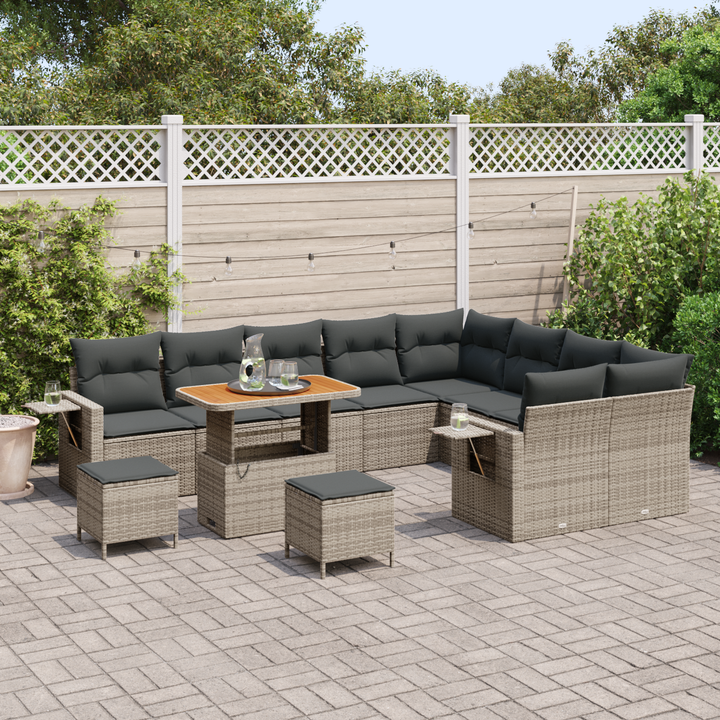 Havesofa Sæt med pude 12 pcs Grå polyrattan