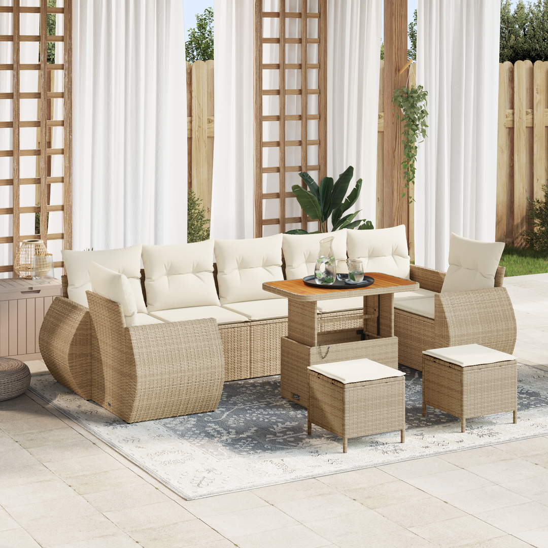 Havesofa Sæt med pude 10 pcs beige og cremefarvet