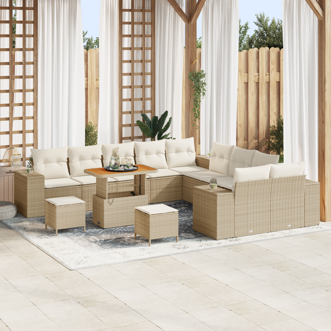 Havesofa Sæt med pude 13 pcs Beige og creme polyrattan