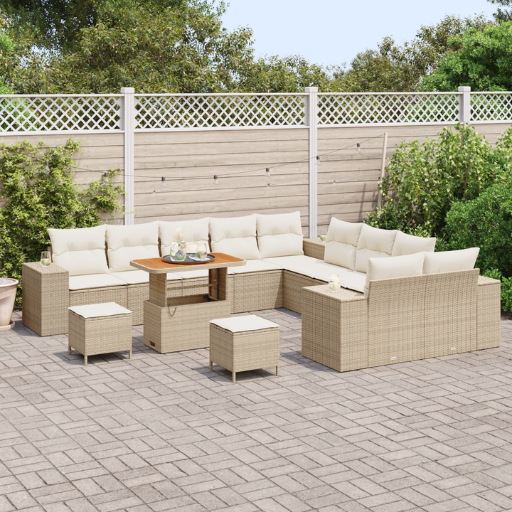 Havesofa Sæt med pude 13 pcs Beige og creme polyrattan