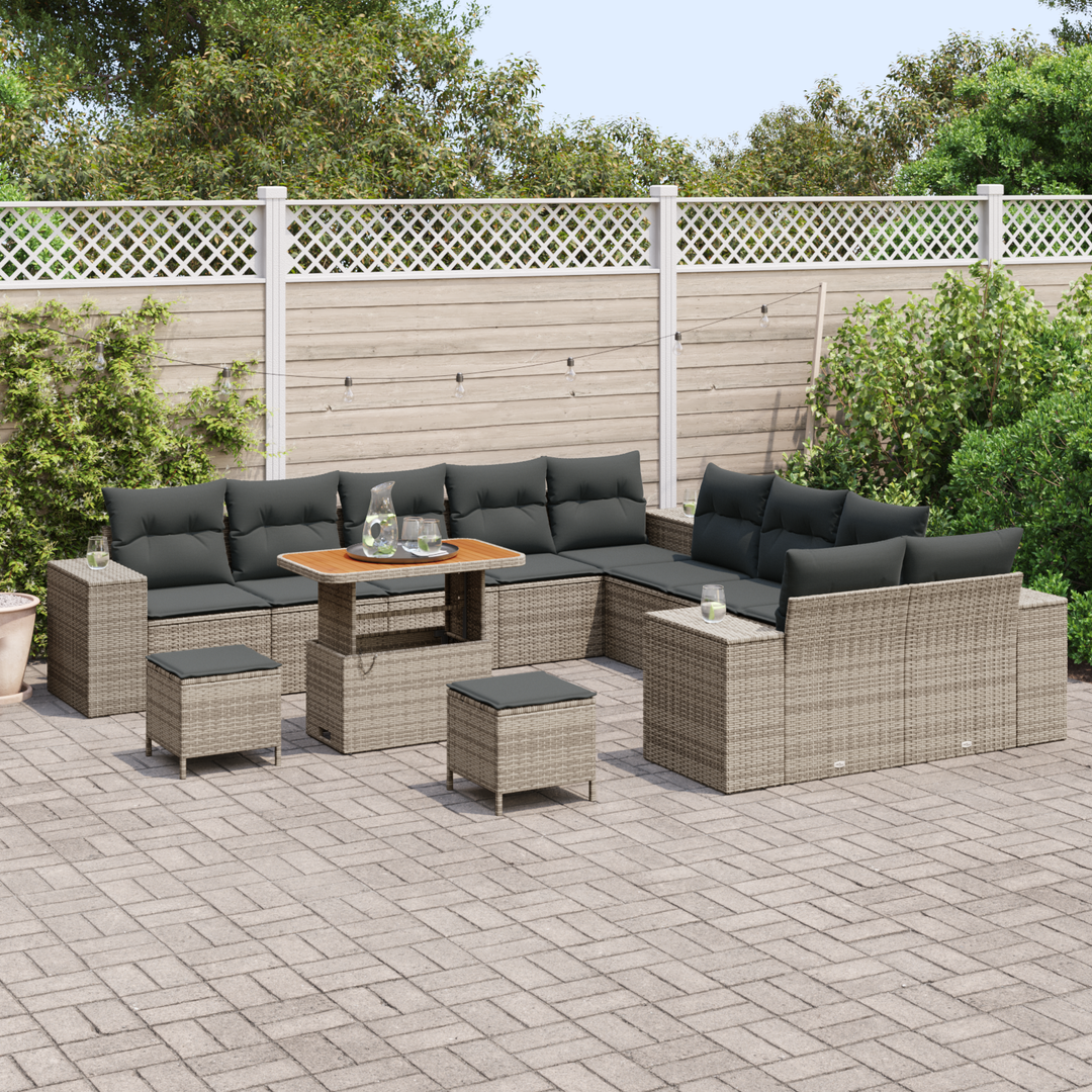Havesofa Sæt med pude 13 pcs Grå polyrattan