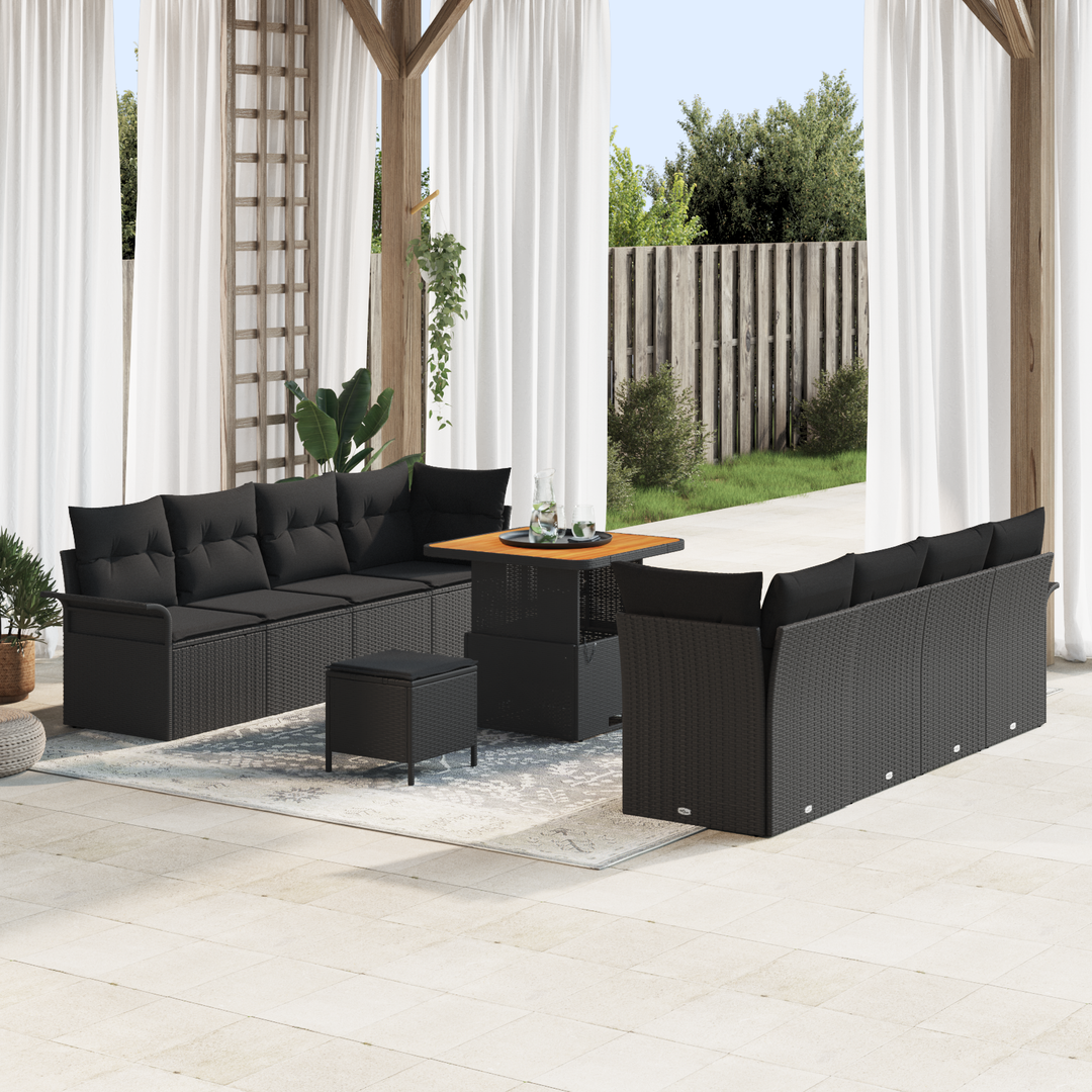 Havesofa Sæt med pude med opbevaring Sort 80 x 80 x 71 cm
