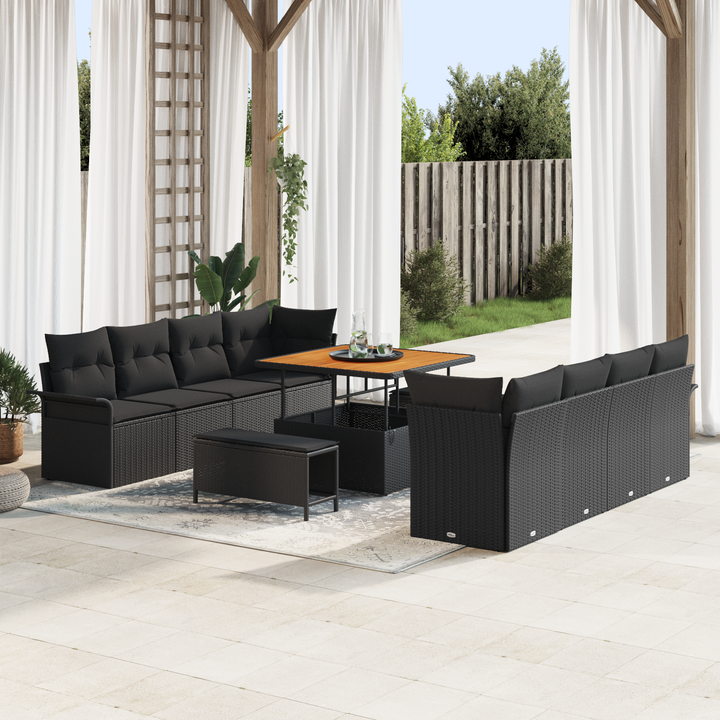 Havesofa Sæt med pude med opbevaring Sort 100 x 100 x 71 cm
