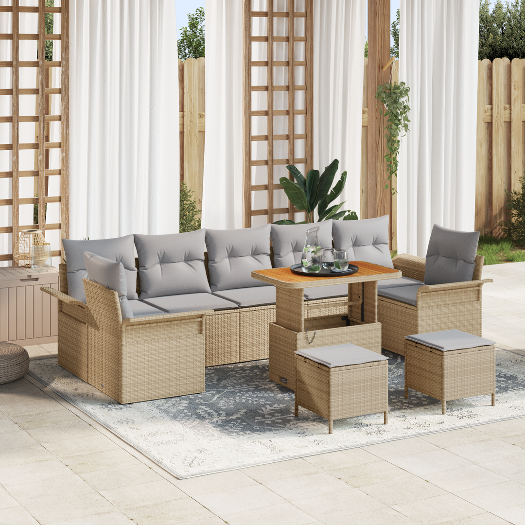 Havesofa Sæt med pude med opbevaring 10 pcs Beige og lys grå