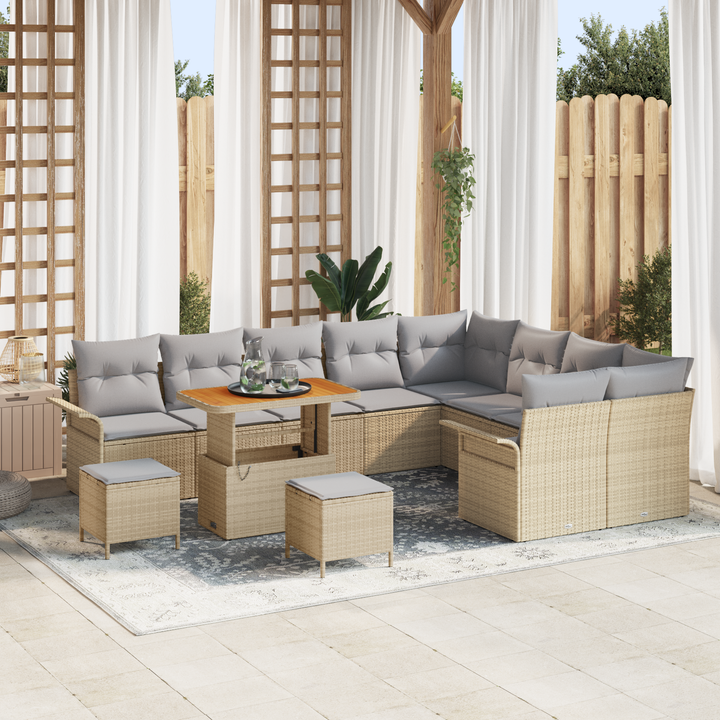 Havesofa Sæt med pude med opbevaring 12 pcs Beige og lys grå
