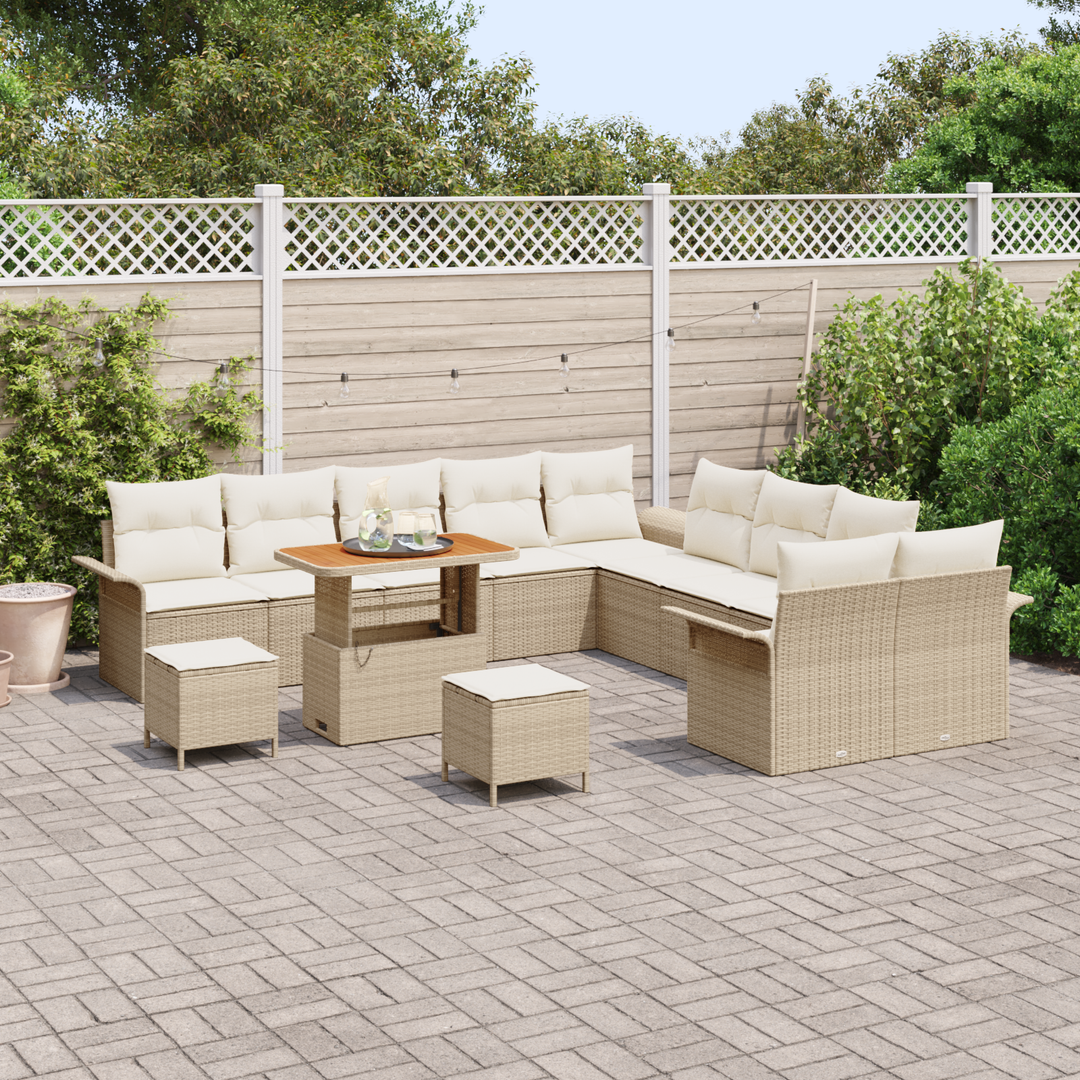 Havesofa Sæt med pude med opbevaring 13 pcs Beige og creme