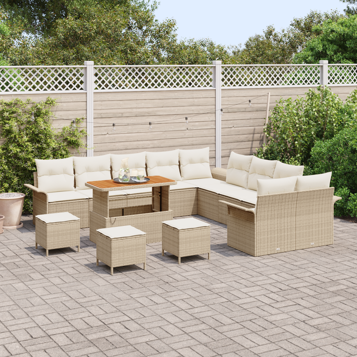 Havesofa Sæt med pude med opbevaring 14 pcs Beige og creme