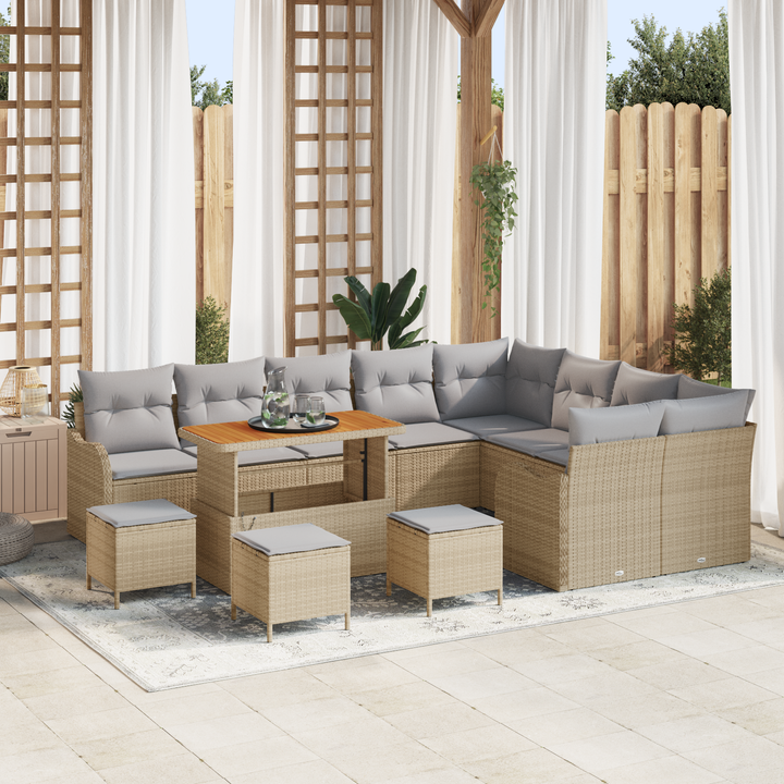 Havesofa Sæt med pude med opbevaring 13 pcs Beige og lys grå