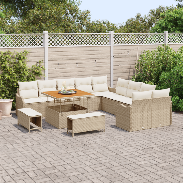 Havesofa Sæt med pude med opbevaring 13 pcs Beige og creme