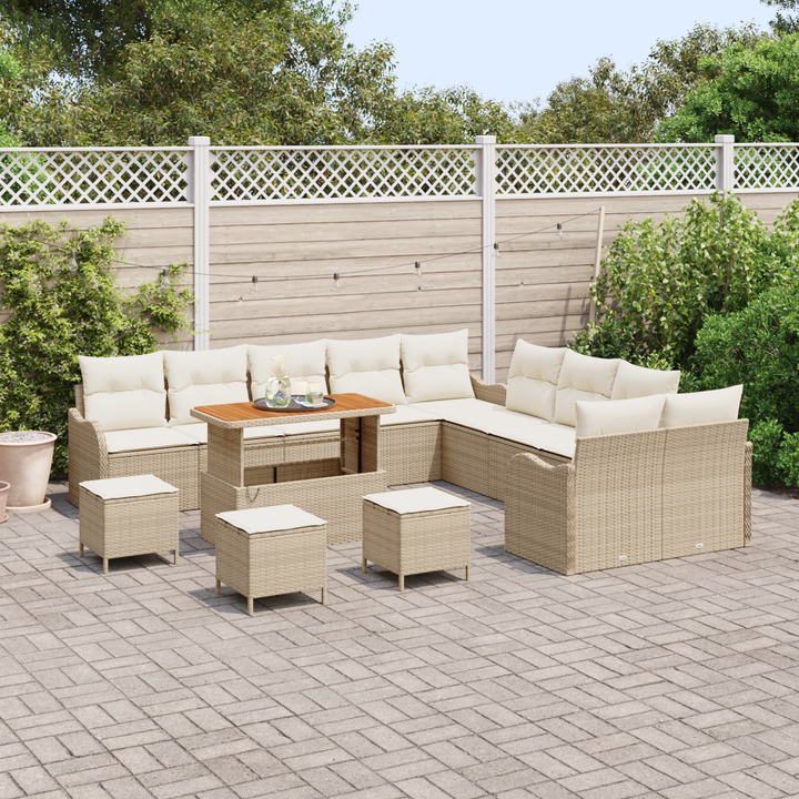 Havesofa Sæt med pude med opbevaring 14 pcs Beige og creme