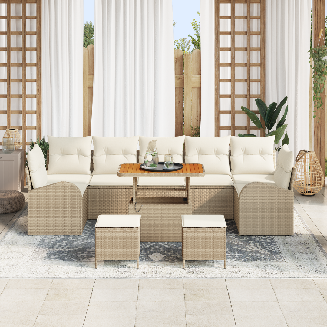 Havesofa Sæt med pude med opbevaring 10 pcs Beige og creme
