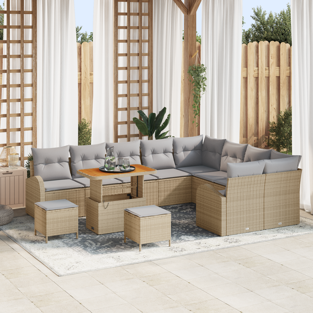 Havesofa Sæt med pude med opbevaring 12 pcs Beige og lys grå