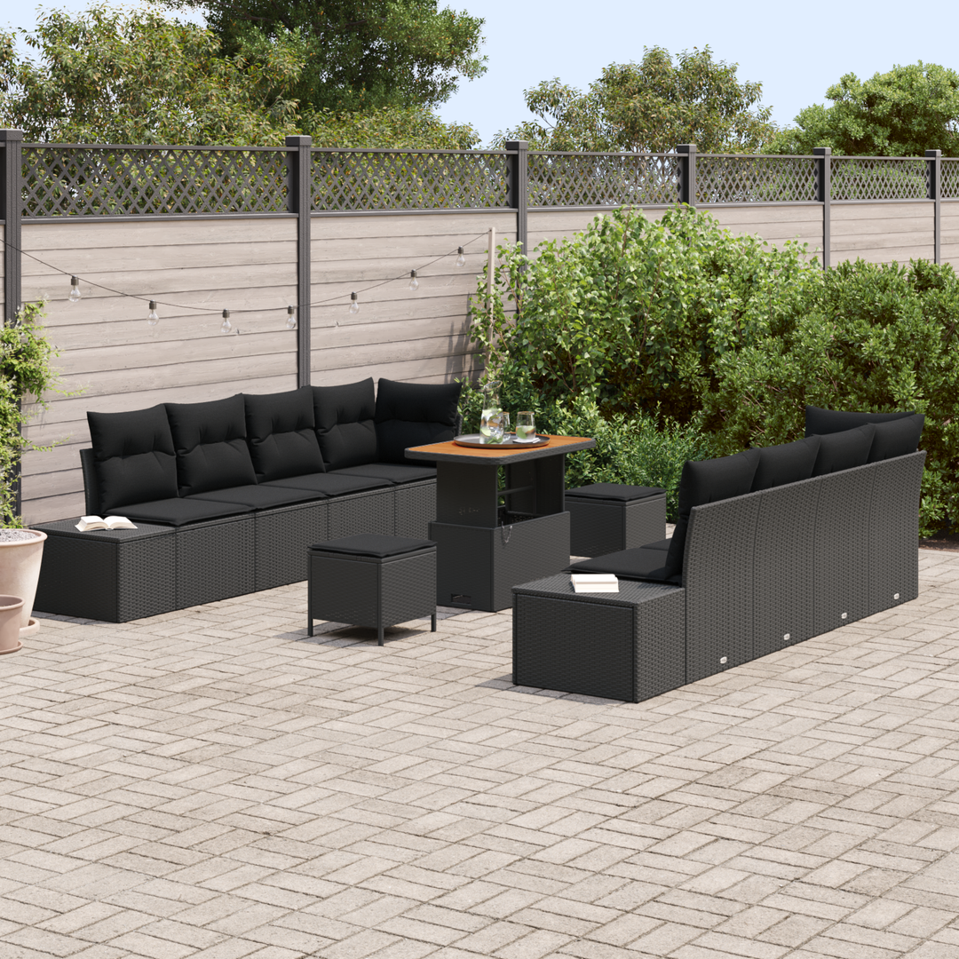 Havesofa Sæt med pude Sort 90 x 55 x 71 cm Poly rattan