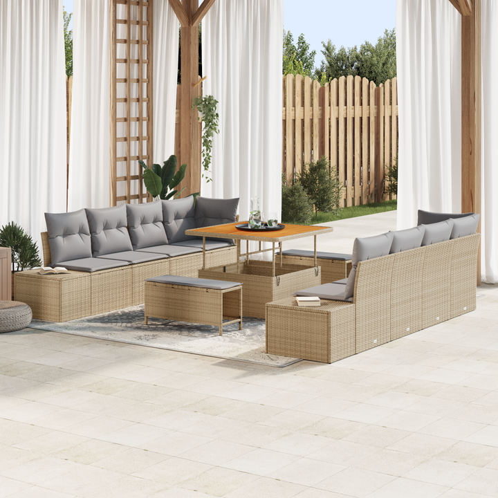 Havesofa Sæt med pude Beige 100 x 100 x 71 cm Poly rattan