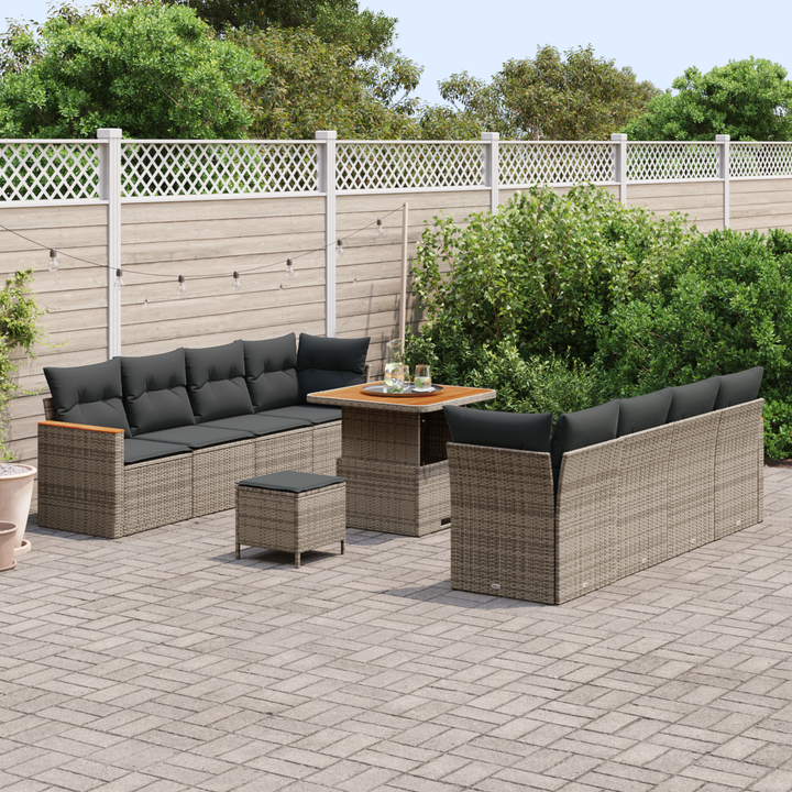 Havesofa Sæt med pude 12 pcs Grå polyrattan
