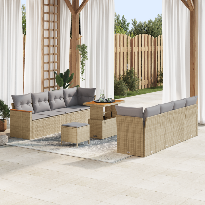 Havesofa Sæt med pude 12 pcs Beige polyrattan