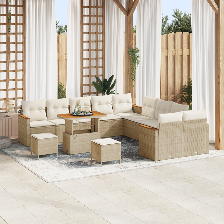 Havesofa Sæt med pude 13 pcs Beige polyrattan