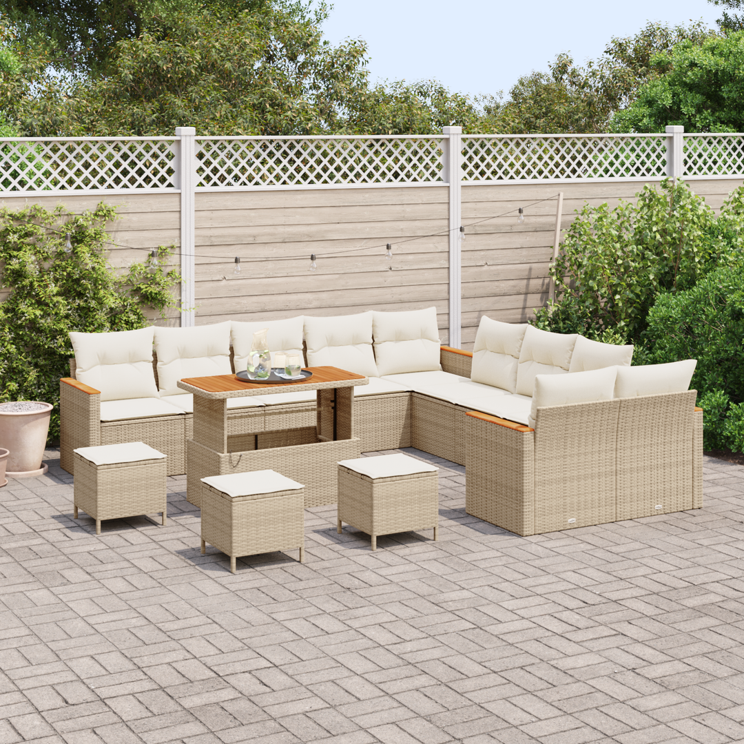 Havesofa Sæt med pude 18 pcs Beige og creme polyrattan