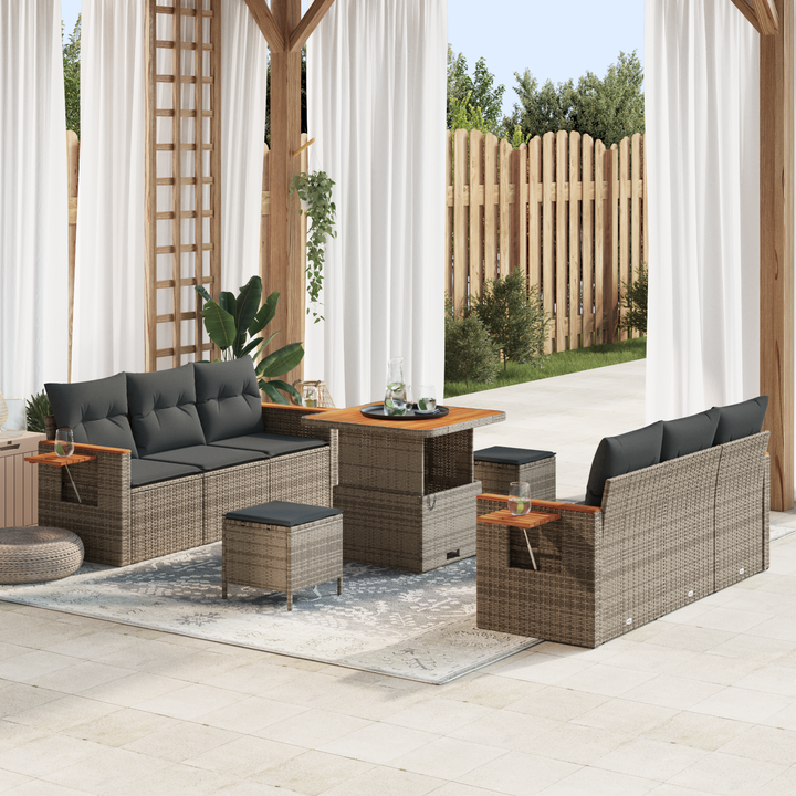 Havesofa Sæt med pude 11 pcs Grå polyrattan