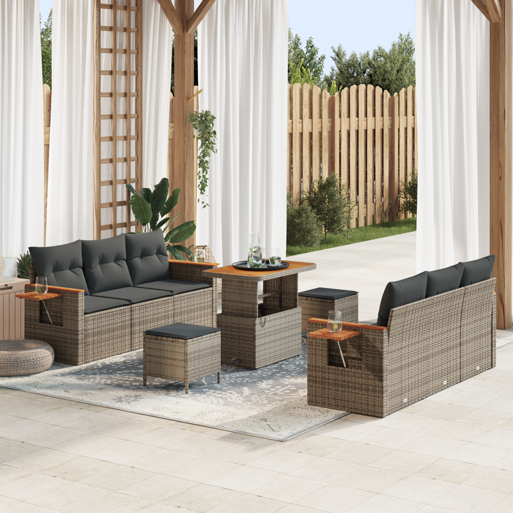 Havesofa Sæt med pude 11 pcs Grå polyrattan