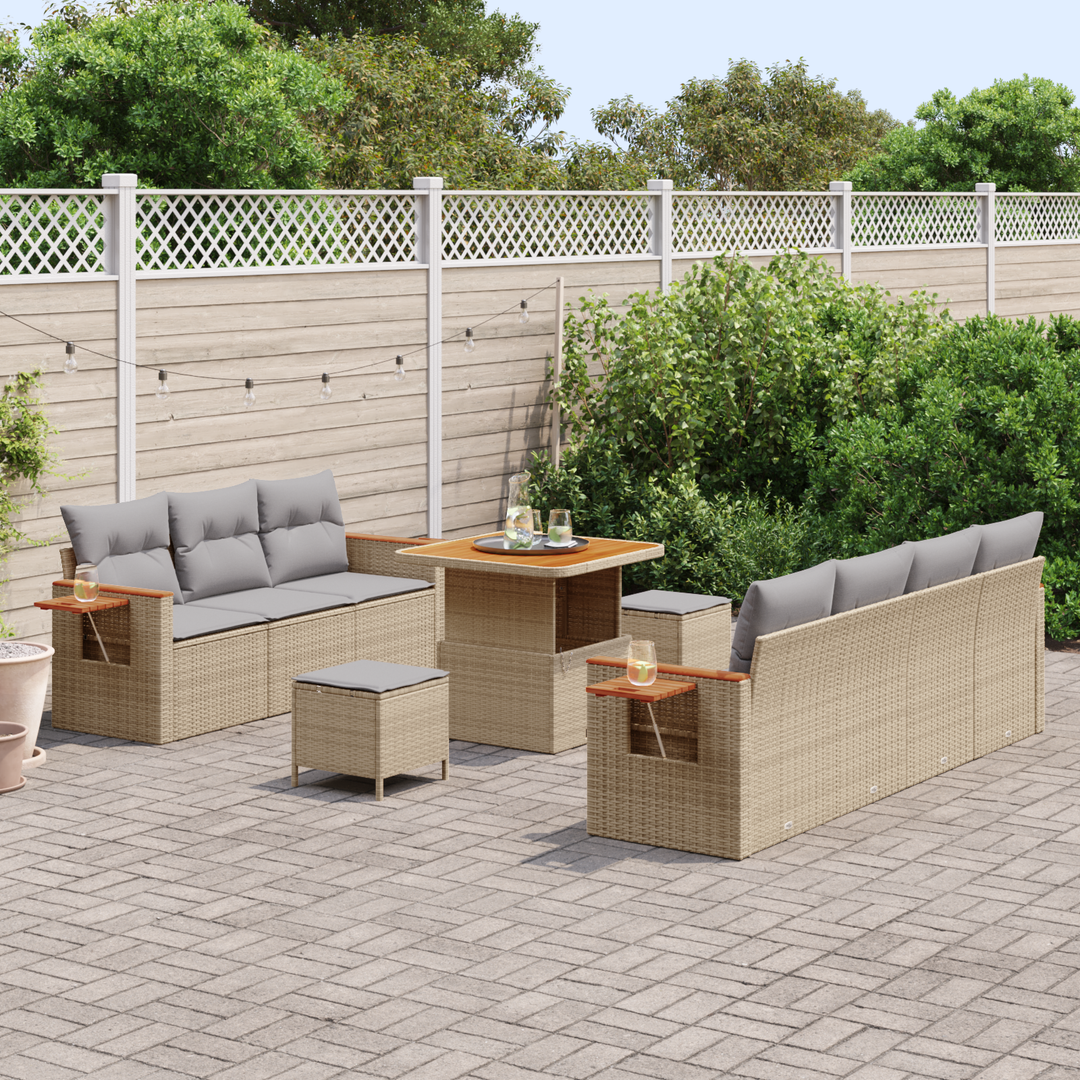 Havesofa Sæt med pude 13 pcs Beige og lys grå polyrattan