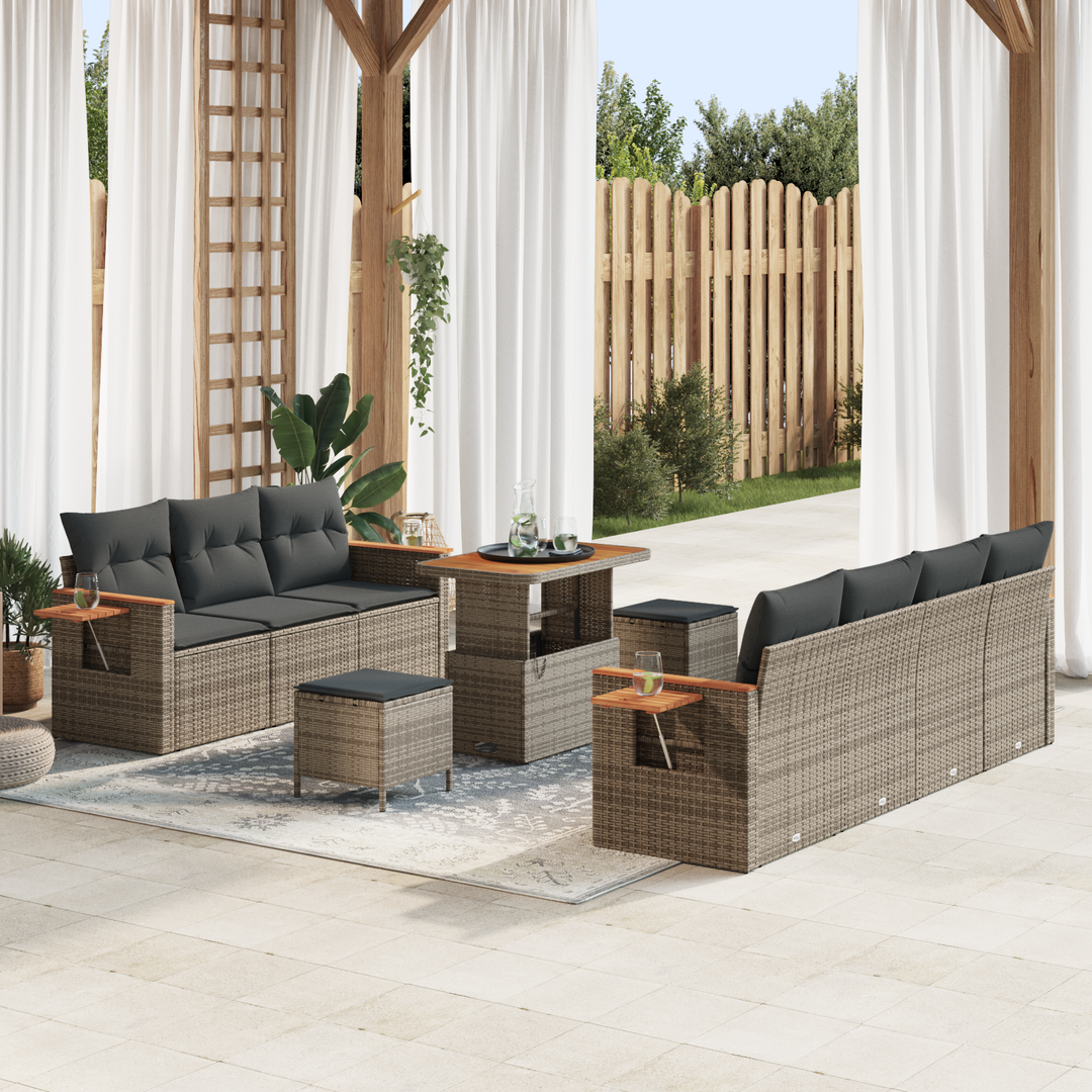 Havesofa Sæt med pude 13 pcs Grå polyrattan