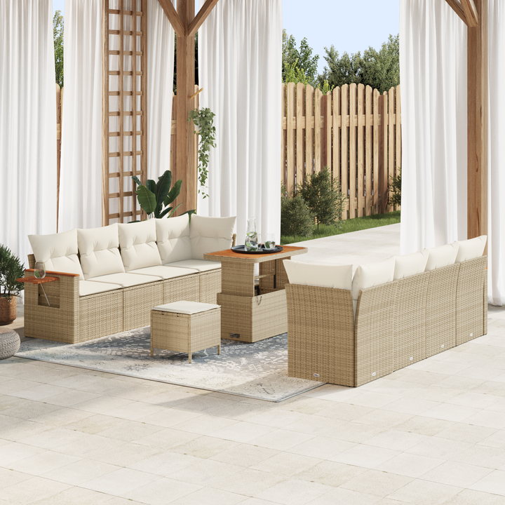 Havesofa Sæt med pude 12 pcs Beige og creme polyrattan