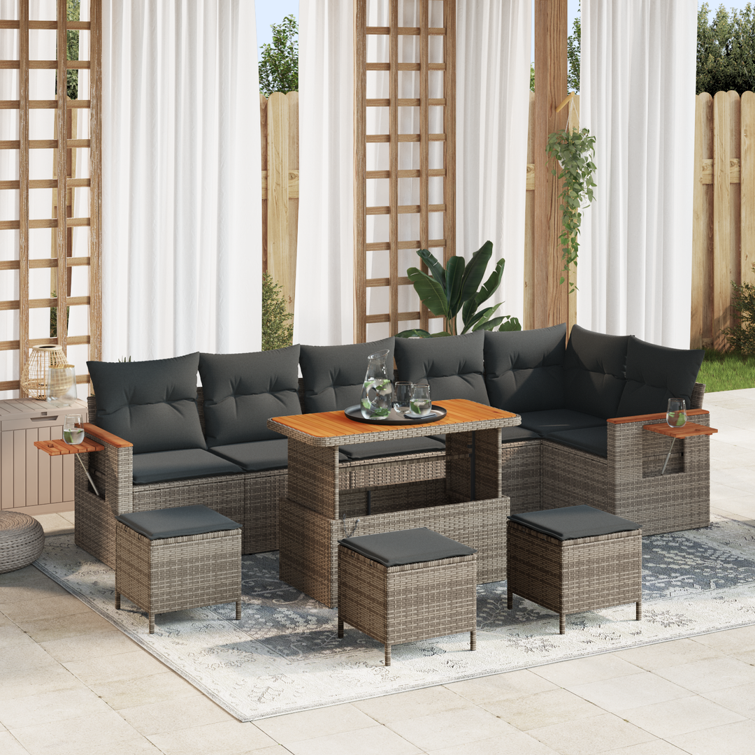 Havesofa Sæt med pude 12 pcs Grå polyrattan