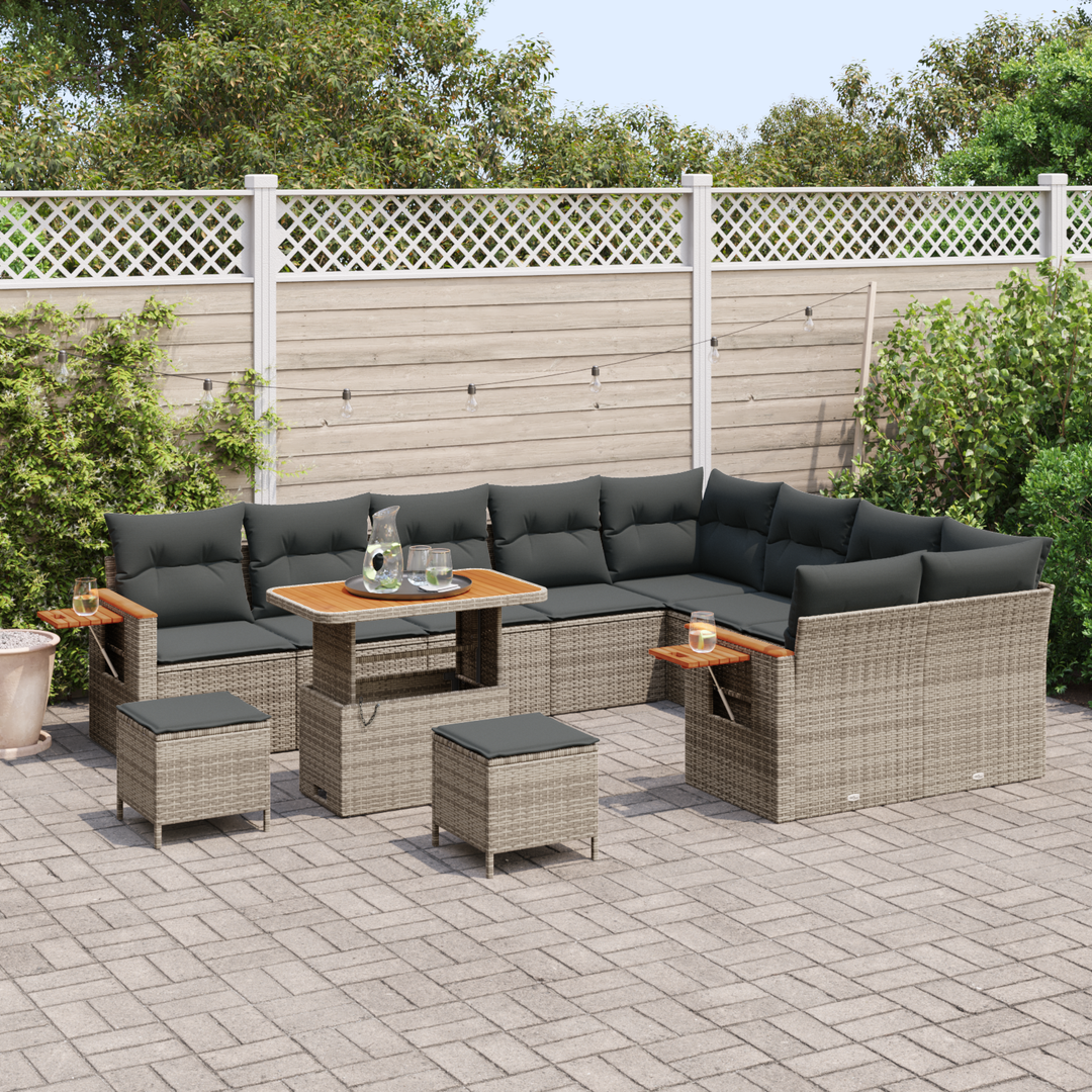 Havesofa Sæt med pude 13 pcs Grå polyrattan