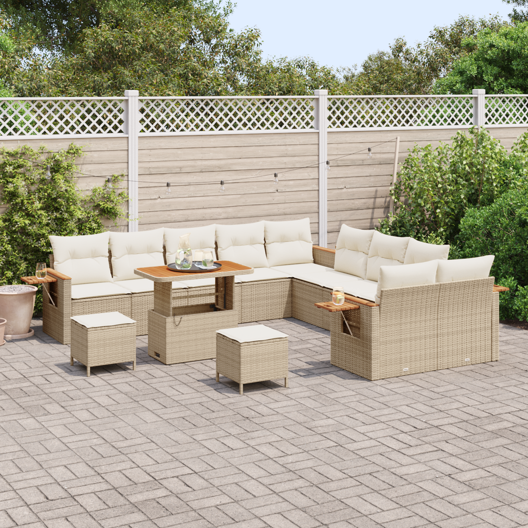 Havesofa Sæt med pude 17 pcs Beige og creme polyrattan